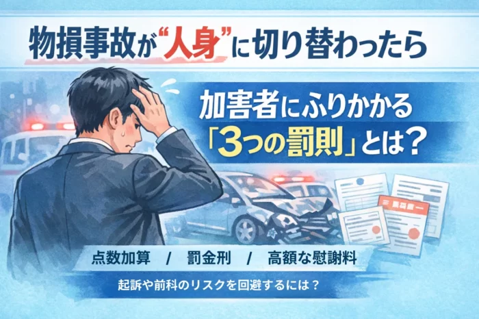物損事故が人身に切り替わった場合に加害者に降りかかる3つの罰則とは